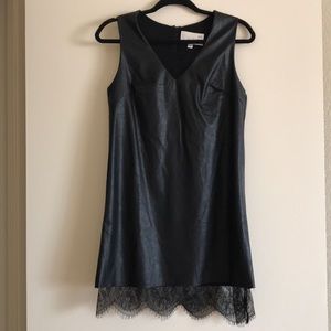 PU leather dress with lace in size S